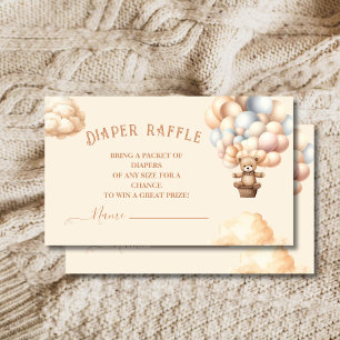 Boho Teddy Bear Balloons Diaper Raffle Enclosure Card