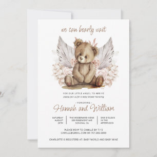 Boho Teddy Bear Bearly Wait Baby Shower  Invitation
