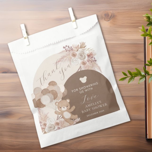 Boho Teddy Bear Bearly Wait Baby Shower Thank You Favour Bag (Creator Uploaded)