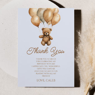 Boho Teddy Bear Beary First Birthday Party Thank You Card