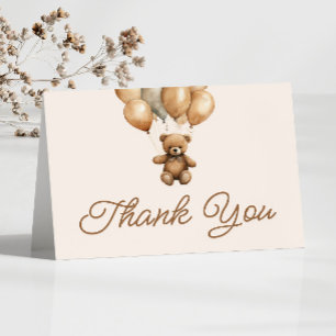 Boho Teddy Bear Beary First Birthday Party Thank You Card
