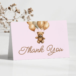 Boho Teddy Bear Beary First Birthday Party Thank You Card