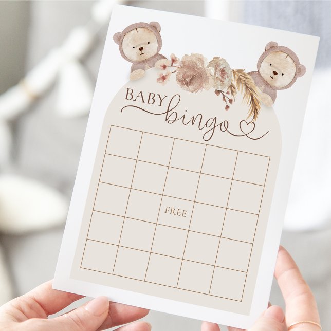 Boho Teddy Bear Bingo Baby Shower Game Invitation (Creator Uploaded)