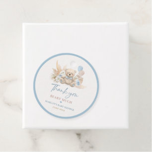 Boho Teddy Bear Blue Bearly Wait Baby Shower Favour Tags