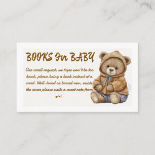 Boho Teddy Bear Books for Baby Shower Enclosure  Card