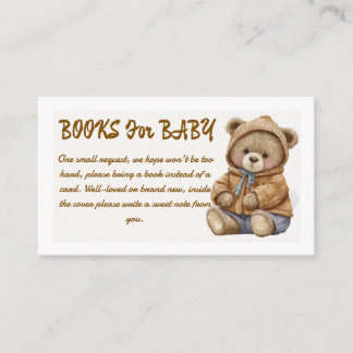 Boho Teddy Bear Books for Baby Shower Enclosure  Card