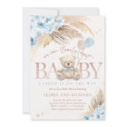Boho Teddy Bear Boy Blue Bearly Wait Baby Shower