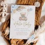 Boho Teddy Bear Boy Blue Bearly Wait Baby Shower Invitation<br><div class="desc">Boho Teddy Bear Boy Blue Bearly Wait Baby Shower Invitation
All designs are © PIXEL PERFECTION PARTY LTD</div>