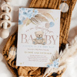 Boho Teddy Bear Boy Blue Bearly Wait Baby Shower Invitation<br><div class="desc">Boho Teddy Bear Boy Blue Bearly Wait Baby Shower Invitation
All designs are © PIXEL PERFECTION PARTY LTD</div>