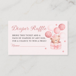 Boho Teddy Bear Girl Baby Shower Diaper Raffle Enclosure Card