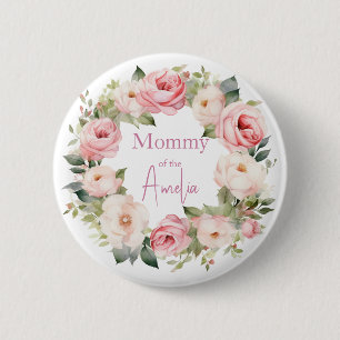 Boho Teddy Bear Girl Pink Bear Floral Birthday 6 Cm Round Badge