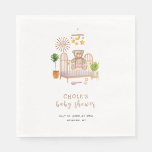 Boho Teddy Bear Nursery Baby Shower  Napkin
