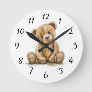 Boho Teddy Bear Nursery Wall Clock