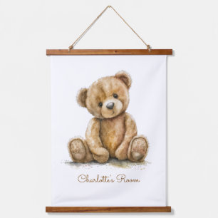 Boho Teddy Bear Personalised Nursery Hanging Tapestry
