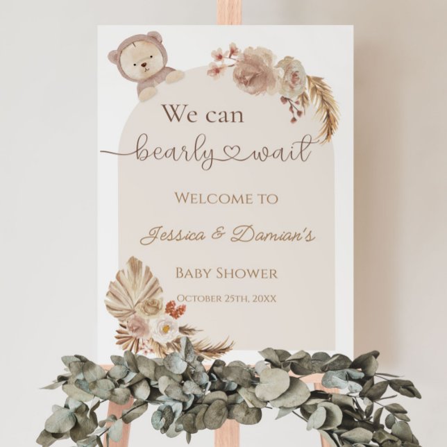 Boho Teddy Bear Welcome Baby Shower Sign (Creator Uploaded)