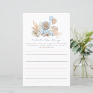 Boho Teddy Bear What's The Story Baby Shower Game