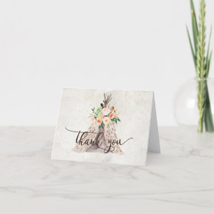 boho tee pee THank you note Card