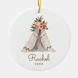 Boho Teepee Baby Girl Christmas Ornament