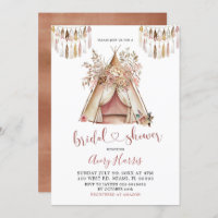 Boho Teepee Bridal Shower Invitation