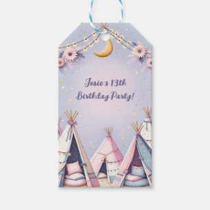 Boho Teepee Girly Sleepover Slumber Party Gift Tags