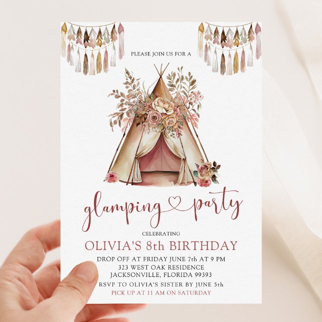 Boho Teepee Glamping Birthday Party Invitation (Creator Uploaded)