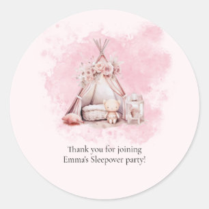 Boho Teepee tent Sleepover Favour sticker