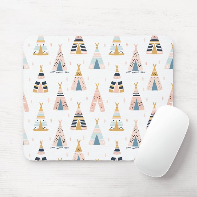 Boho teepees mouse pad (With Mouse)