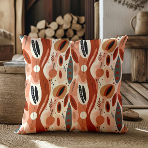 Boho Terra Cotta Abstract Warm Earth Tones  Cushion