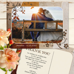Boho Terra Cotta Wedding Photo Thank You Postcard