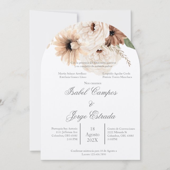 Boho terracota wedding invitation (Front)