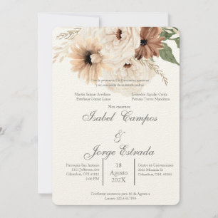 Boho terracota wedding invitation
