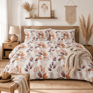 Boho Terracotta and Burgundy Leaves Pillowcase