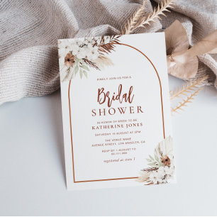  boho terracotta arch bridal shower invitation