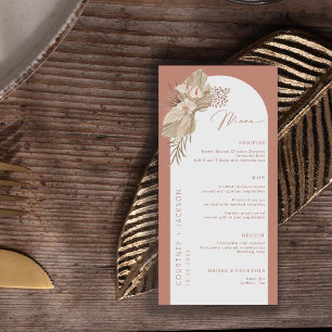 Boho Terracotta Arch Pampas Grass Menu
