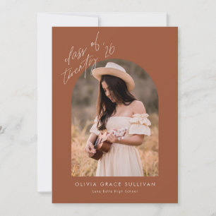 Boho Terracotta Arch Photo Graduation Invitation