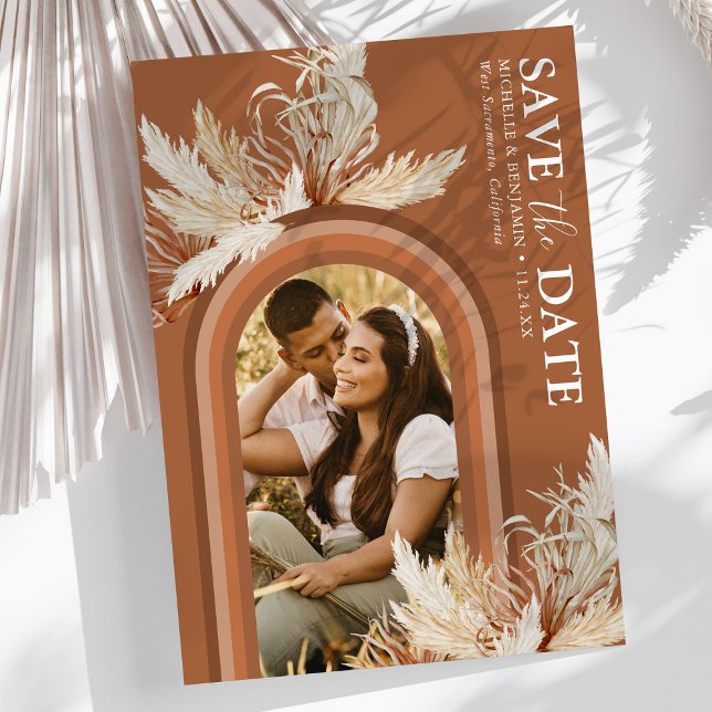 Boho Terracotta Arch Photo Save The Date (Creator Uploaded)