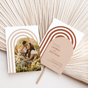 Boho Terracotta Arch Photo Wedding Invitation