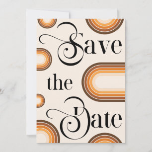Boho Terracotta Arch & Retro Script Photo Wedding  Save The Date