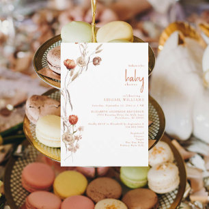Boho Terracotta Baby Shower Centred Invitation