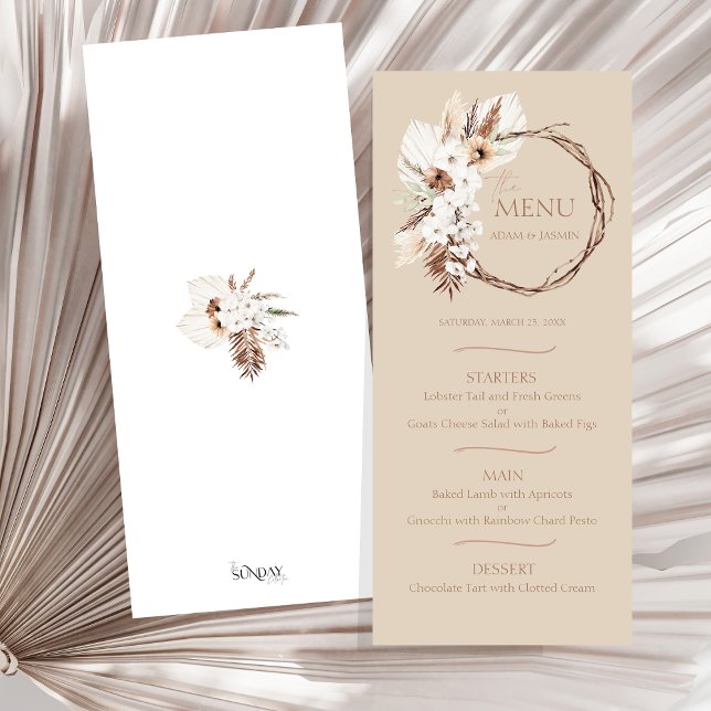 Boho Terracotta Beige Floral Wreath Wedding Menu (Boho Terracotta Beige Floral Wreath Wedding Menu)