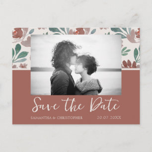 Boho Terracotta & Beige Save the Date Wedding  Postcard
