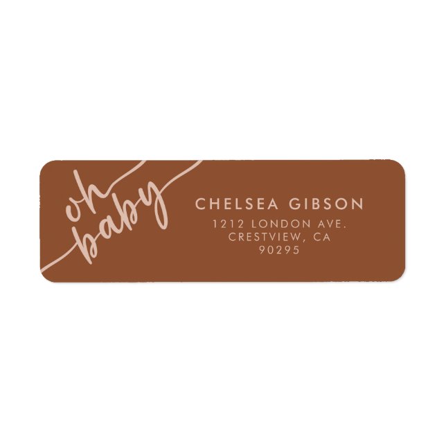 Boho Terracotta & Beige Script Return Address Label (Front)