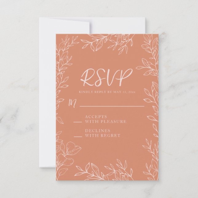 Boho Terracotta Blush Wedding RSVP Card (Front)