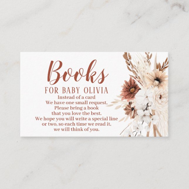 Boho Terracotta Books for Baby Enclosure Card (Front)