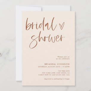 Boho Terracotta Bridal Shower   Minimalist Bridal Invitation