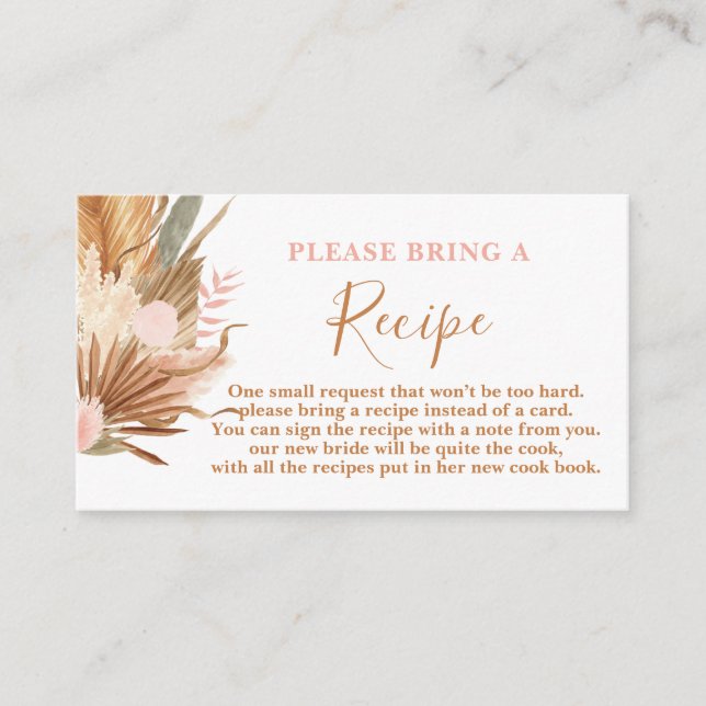 Boho terracotta Bridal Shower Recipe Card Request (Front)