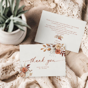 Boho Terracotta Bridal Shower Thank You Card