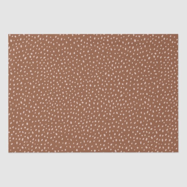 Boho Terracotta Brown & Beige Dots Baby Shower Tissue Paper (Front)