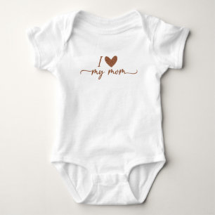 Boho Terracotta Brown & Beige Dots "I Love My Mom" Baby Bodysuit