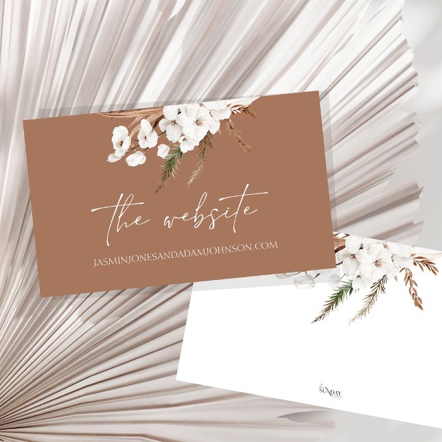 Boho Terracotta Brown Pampas Grass Floral Wedding  Enclosure Card (Boho Terracotta Brown Dried Floral Wedding Website Enclosure Card)